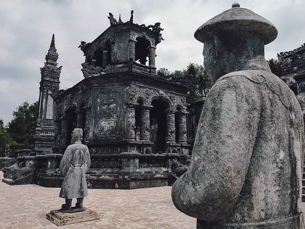 Stone statues at Khai Dinh's tomb