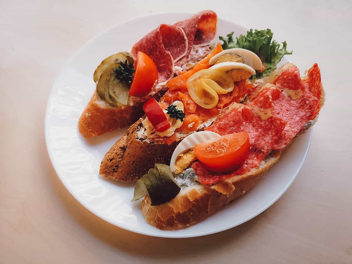 Chlebicky or Czech open-faced sandwiches