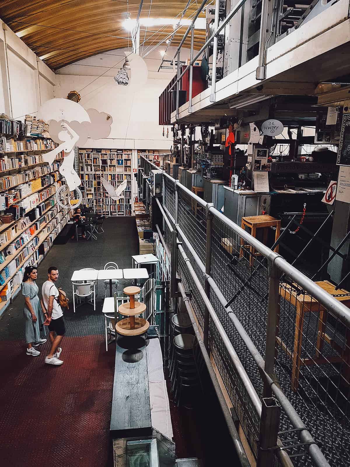 Huge bookshop at an old printing press