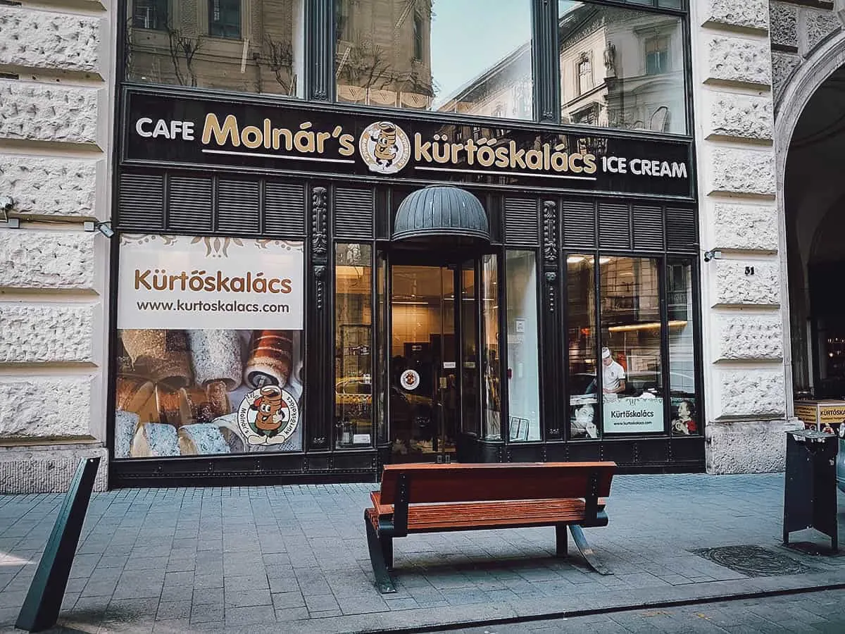 Exterior of Molnar's Kurtoskalacs in Budapest, Hungary
