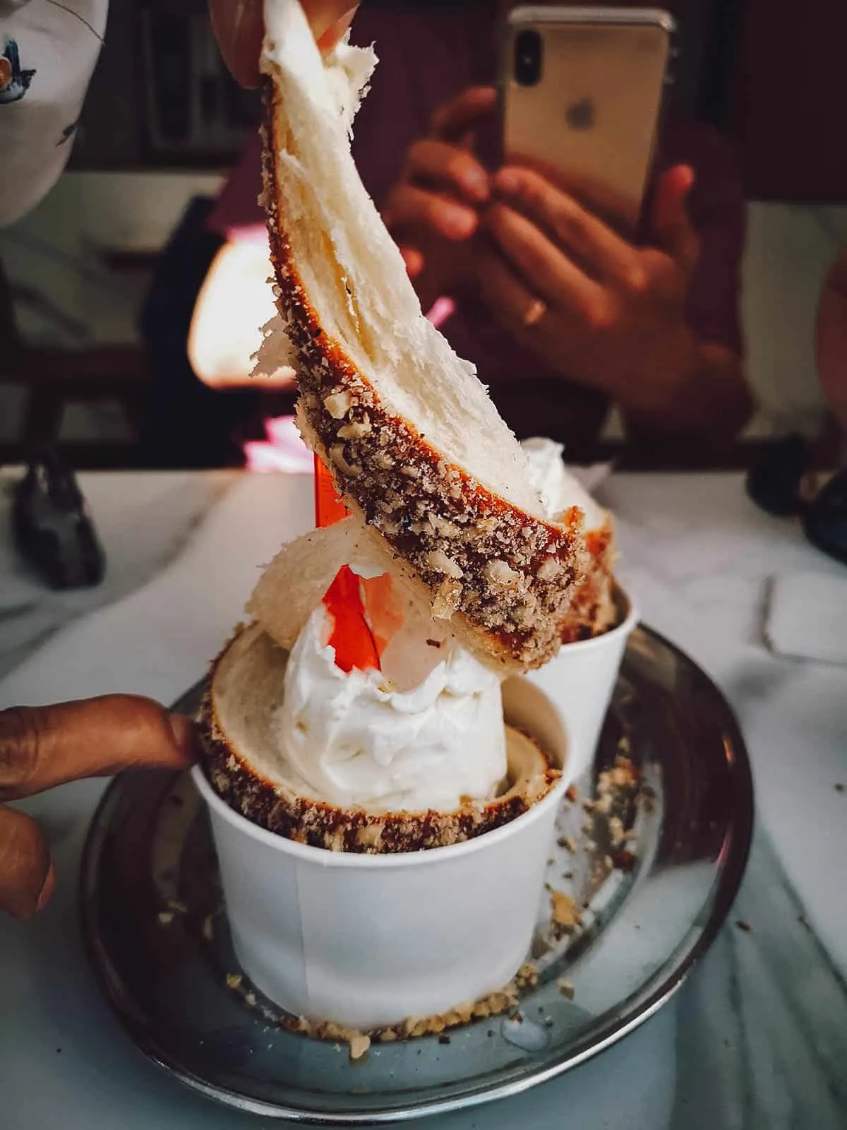 Hungarian chimney cake at Molnar's Kurtoskalacs in Budapest, Hungary