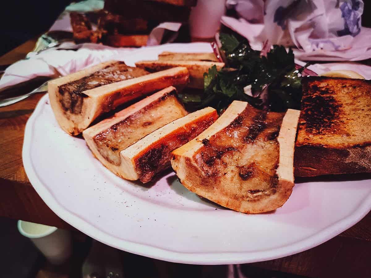 Roasted bone marrow at Nase Maso in Prague, Czechia