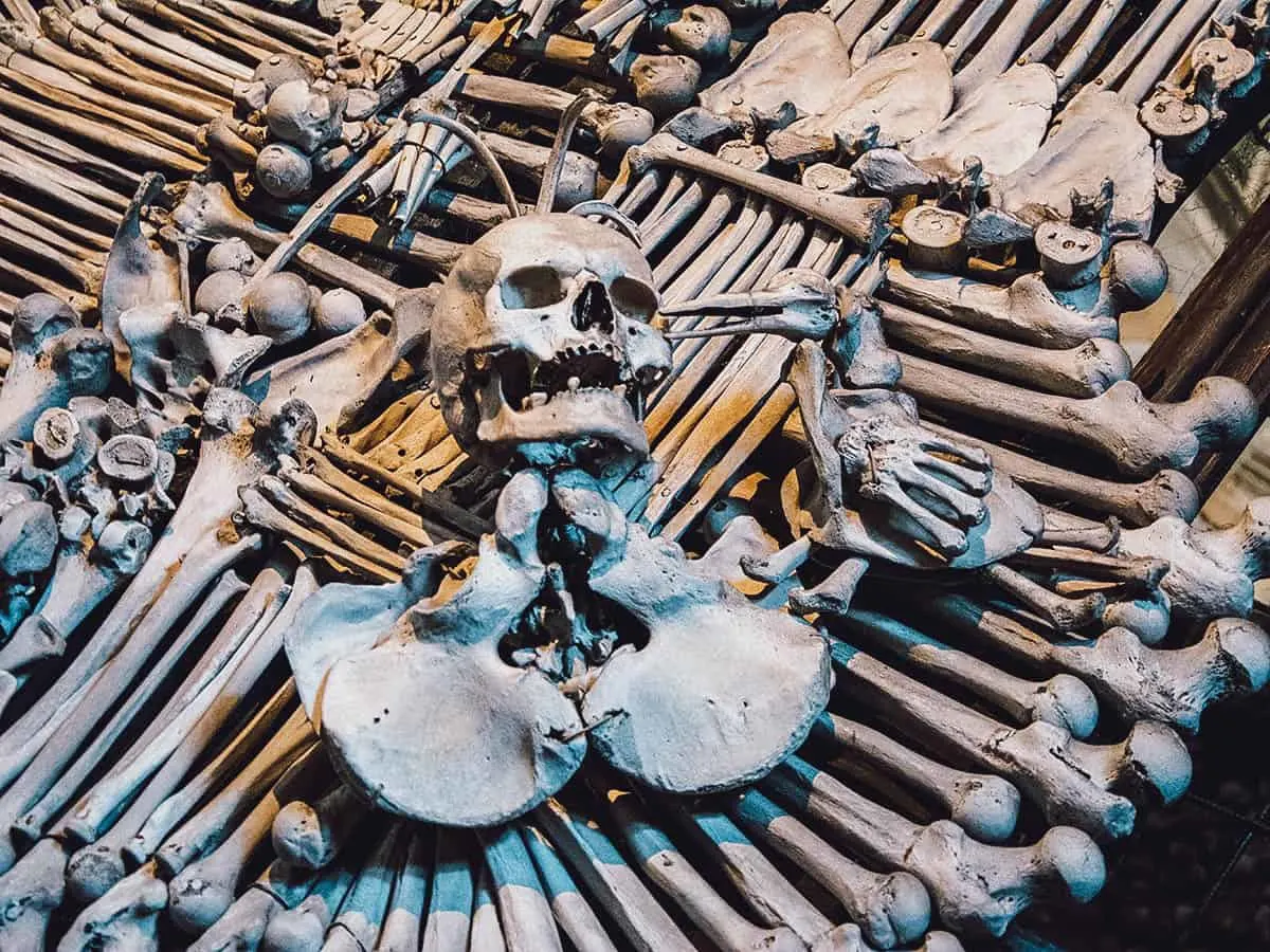 Human bones at Sedlec Ossuary in Czechia