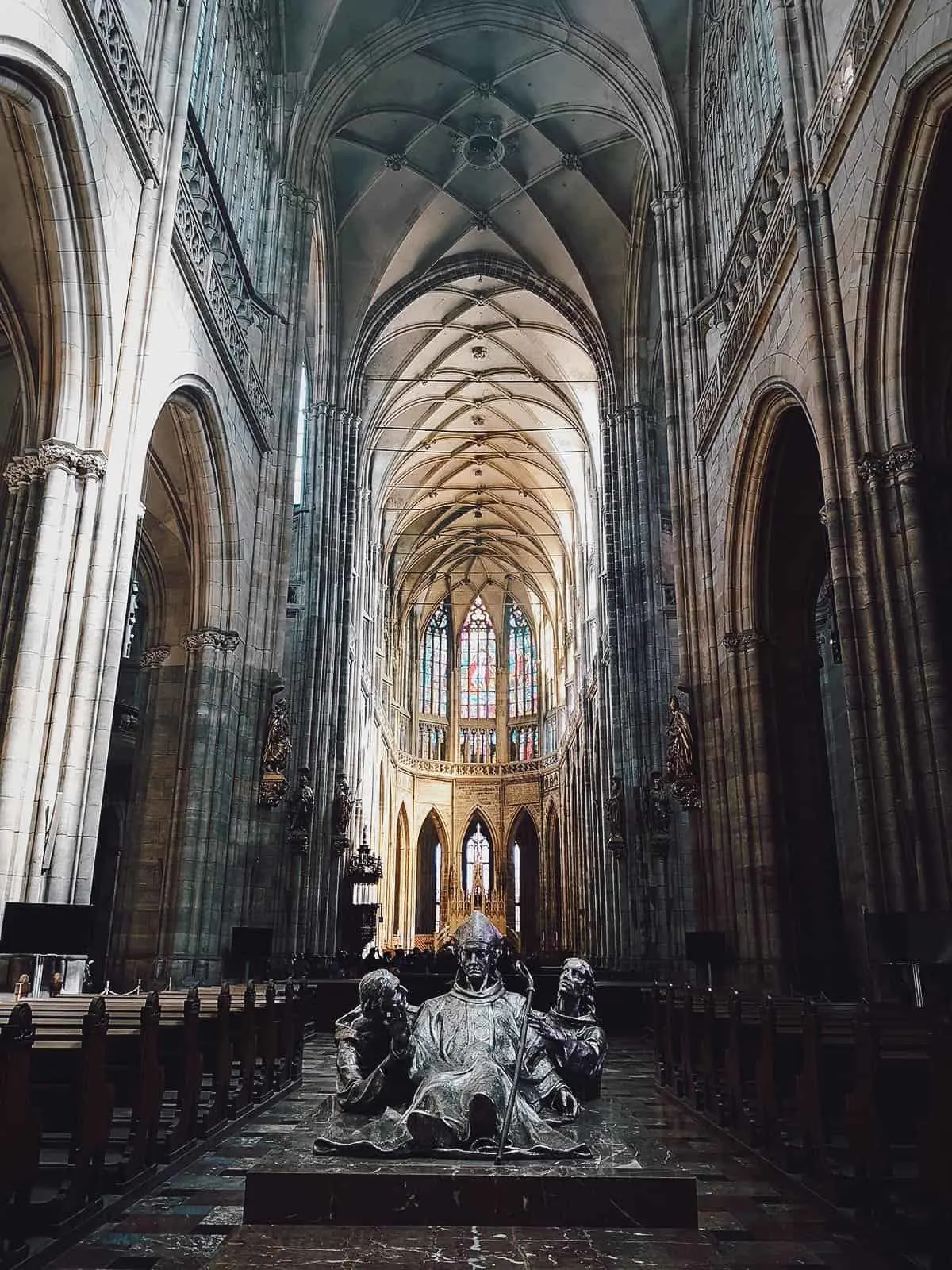 Inside St. Vitus Cathedral in Prague, Czechia