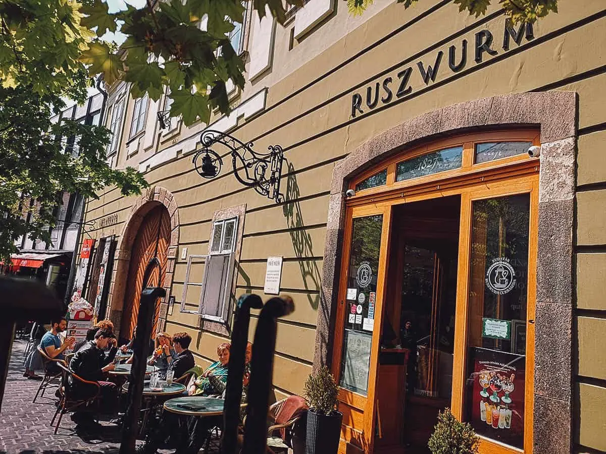 Exterior of Ruszwurm Confectionery, one of the best restaurants in Budapest