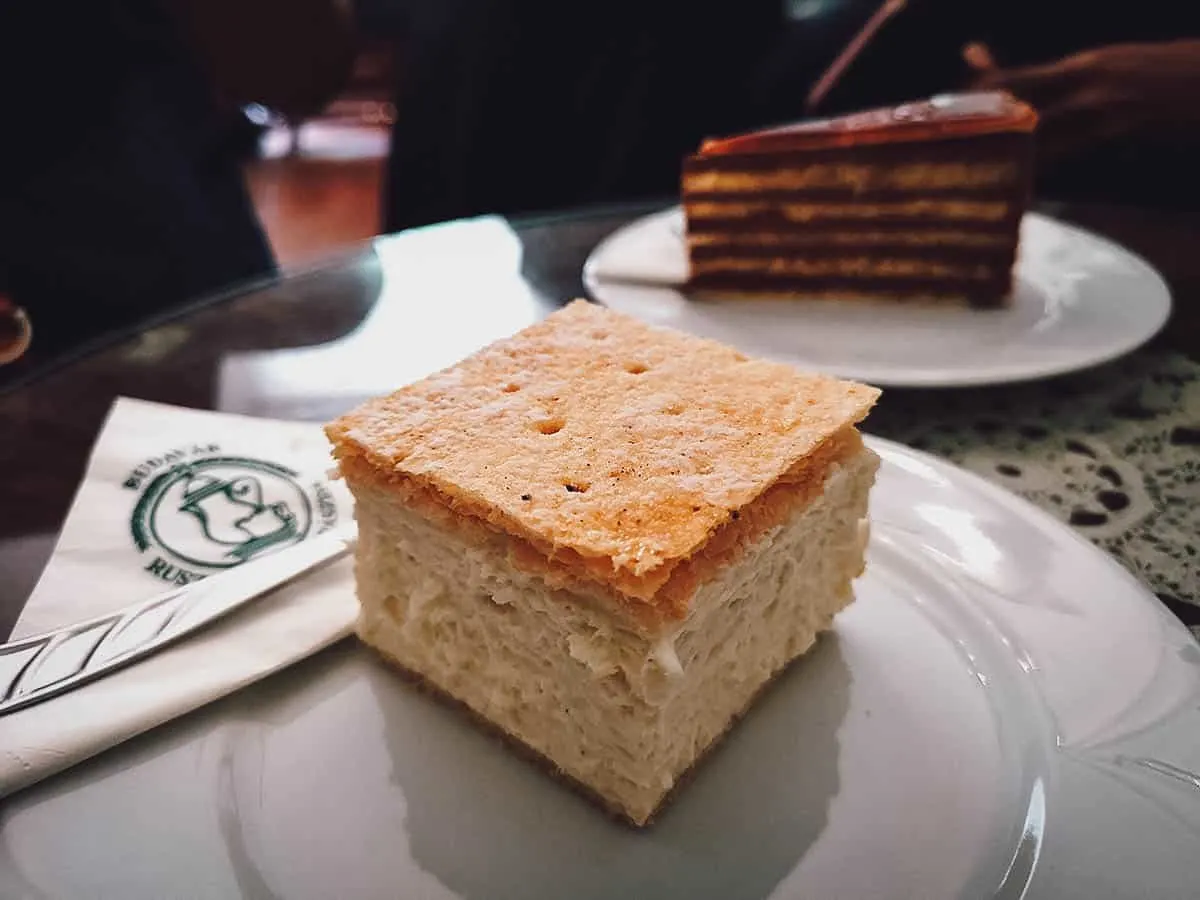 Hungarian cakes at Ruszwurm Confectionery in Budapest, Hungary