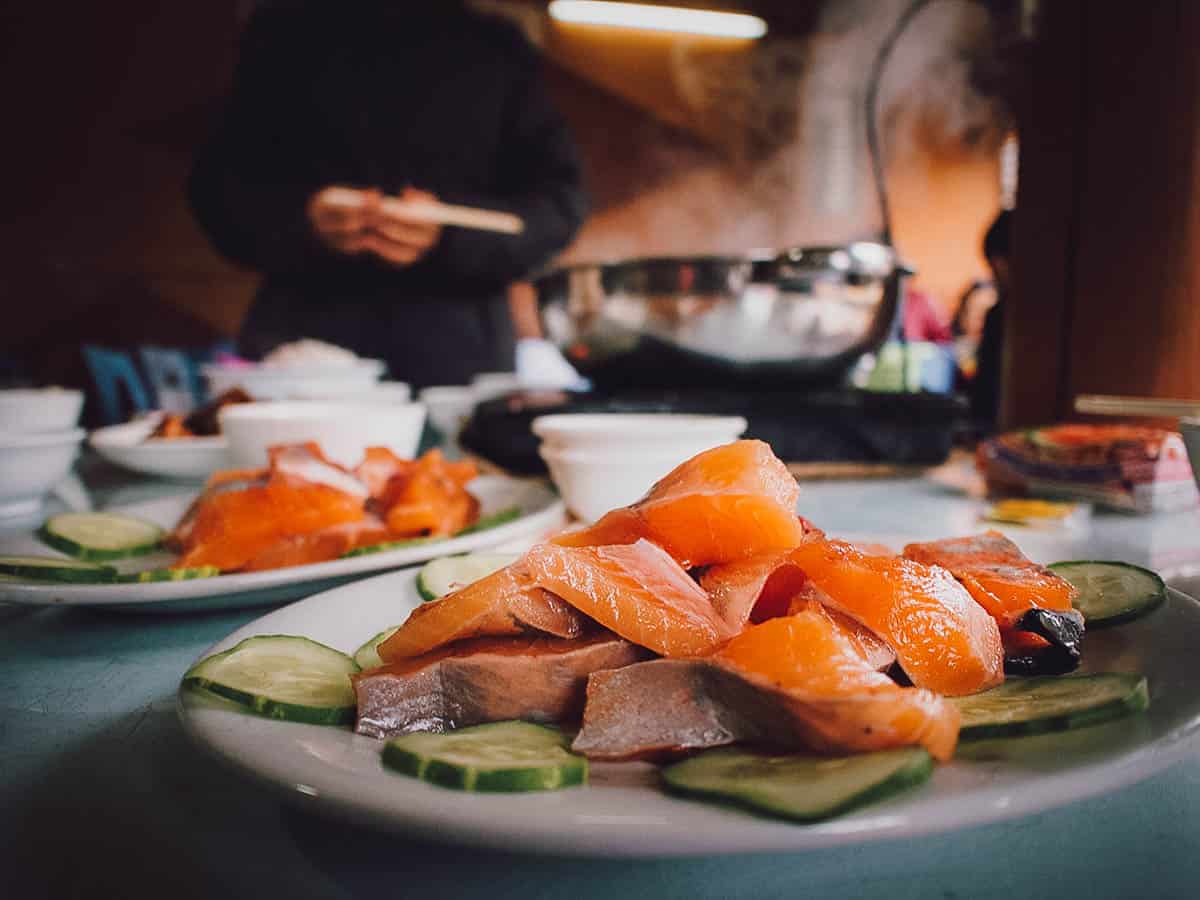 Salmon hot pot in Sapa, Vietnam