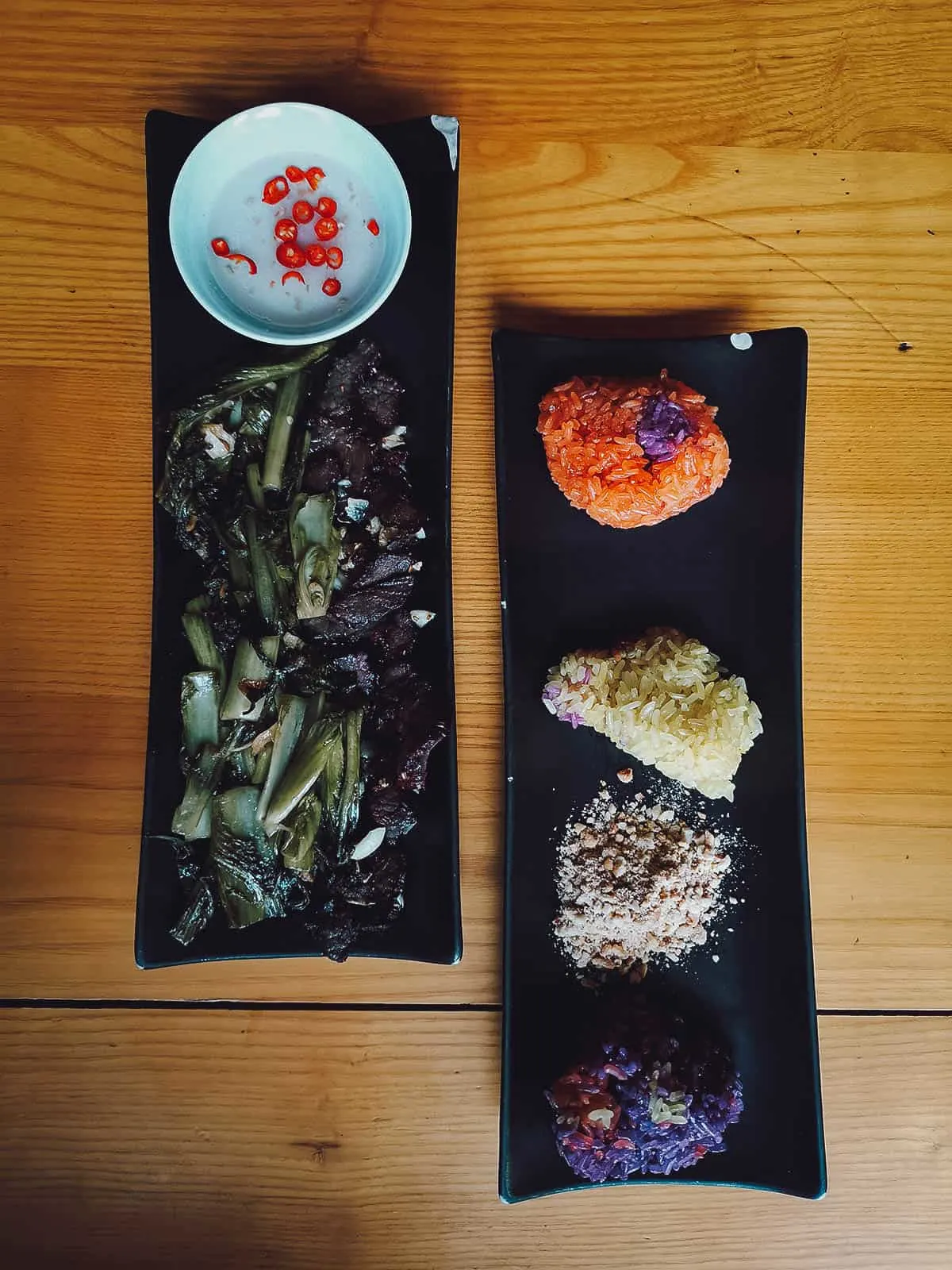 The Hill Station in Sapa, Vietnam Smoked buffalo and 3-colored dzay sticky rice