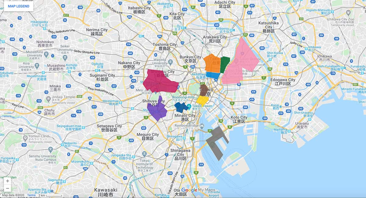 Tokyo area map