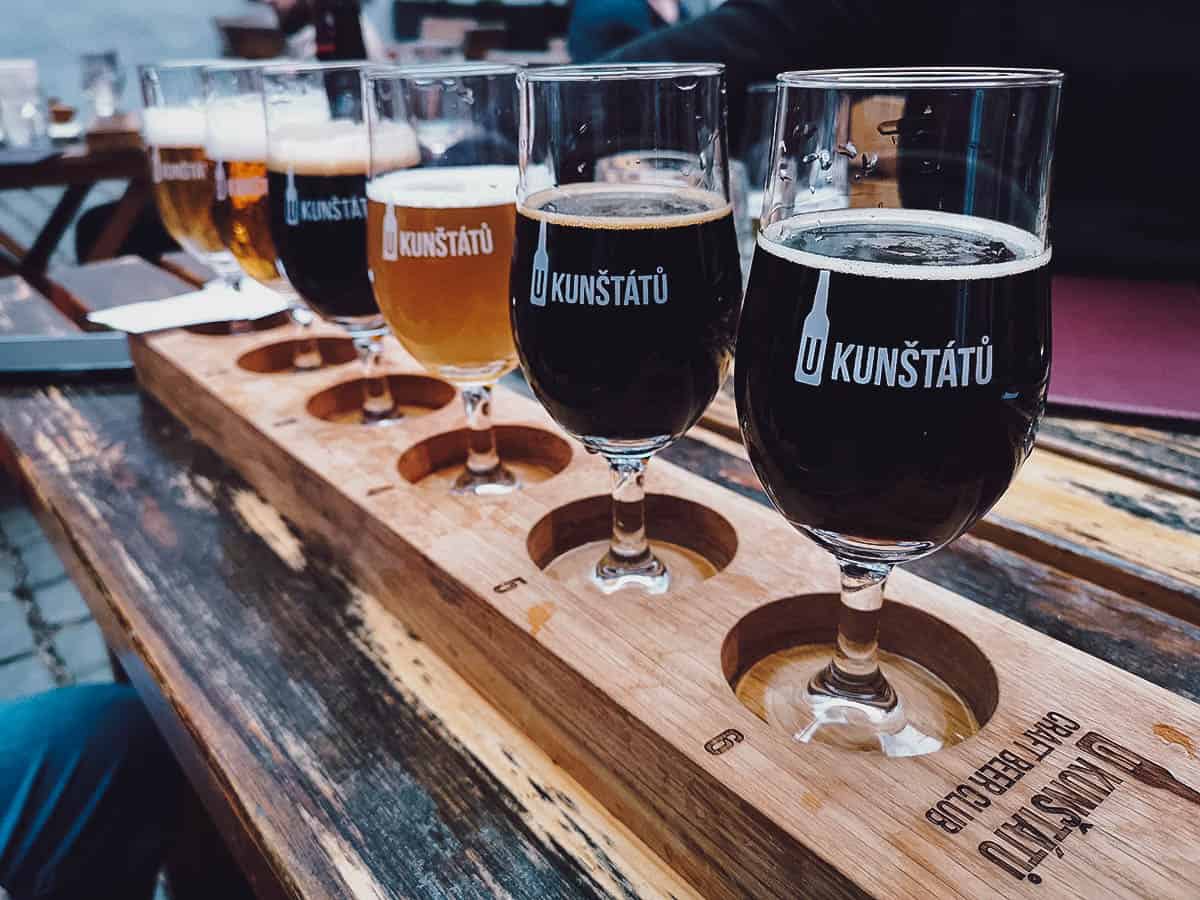 Beer flights in Prague, Czechia