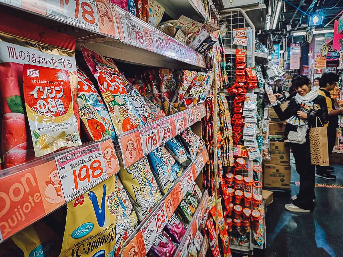 Snacks for sale at Don Quijote in Osaka