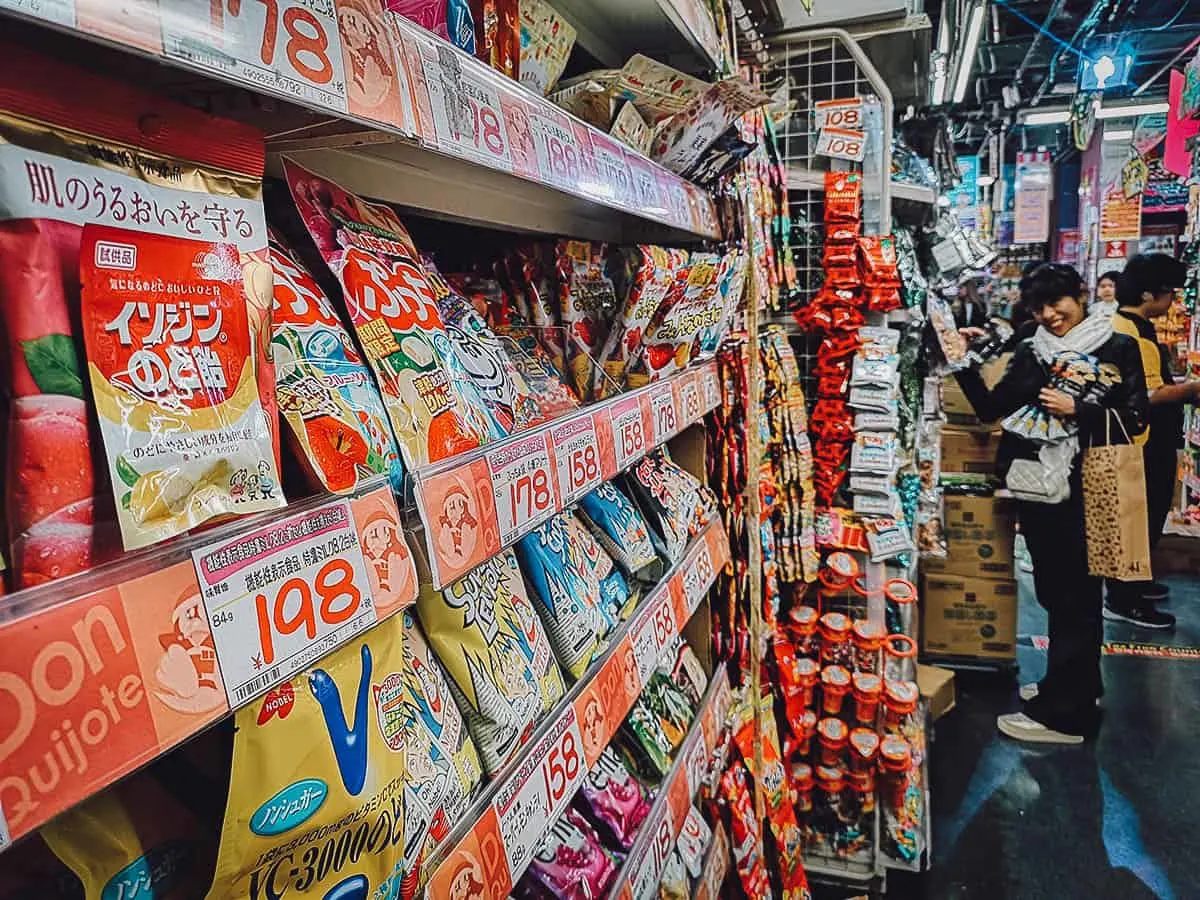 Snacks for sale at Don Quijote in Osaka