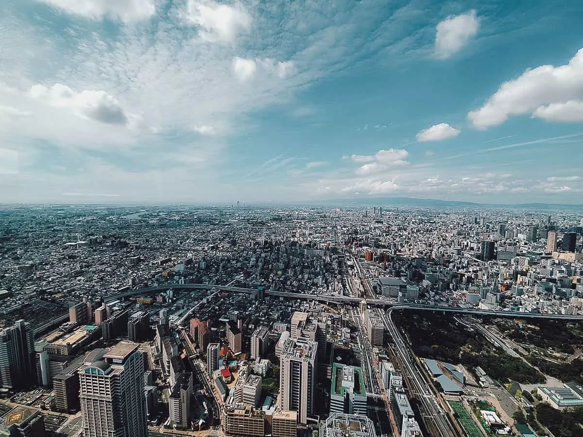 View from Harukas 300 Observatory in Osaka