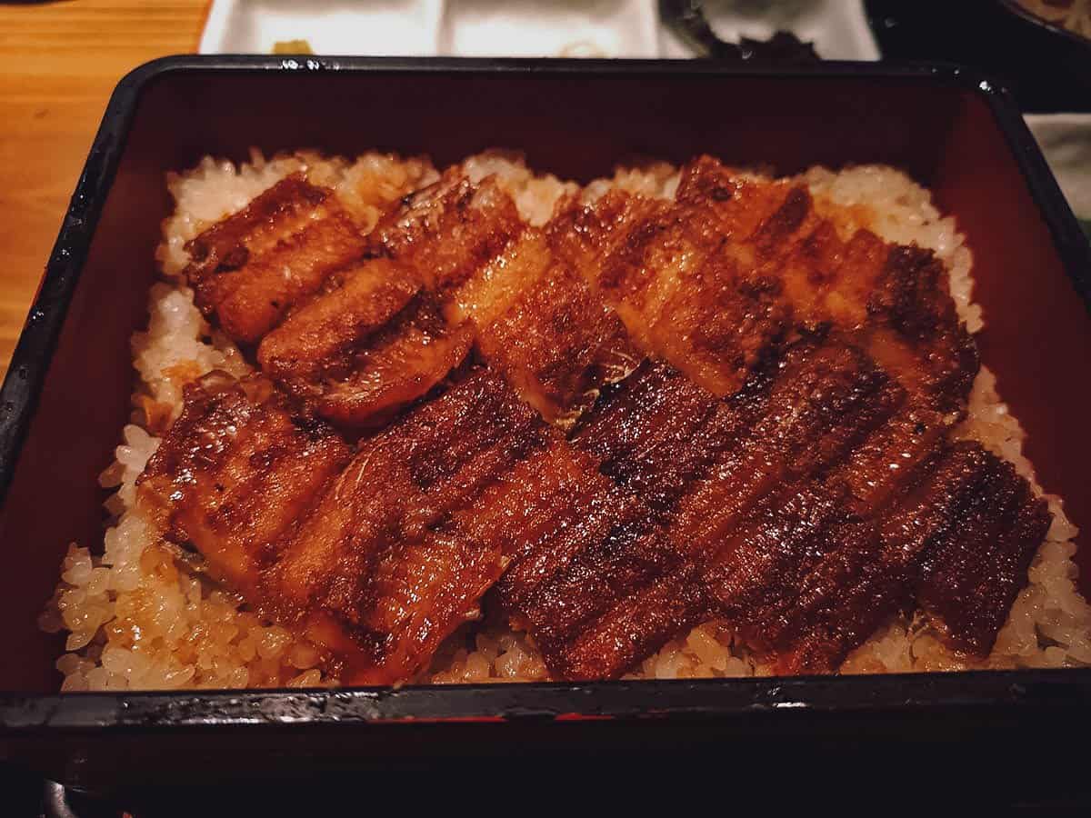 Anago meshi, a Japanese dish of saltwater eel served with rice