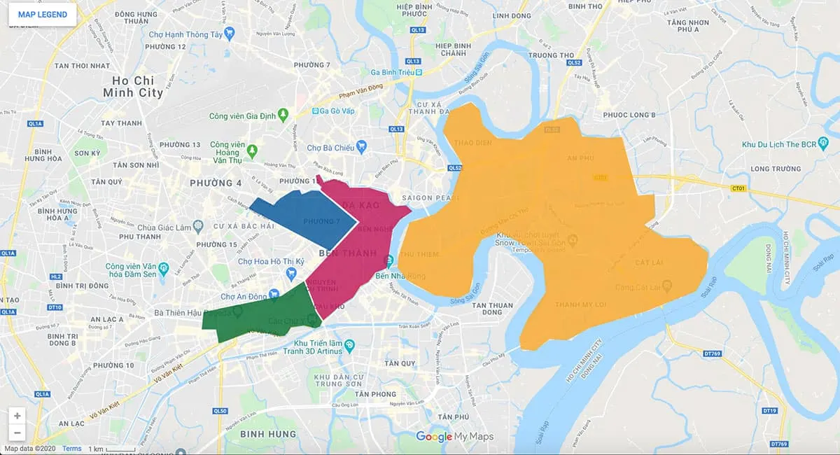 Where to Stay in Ho Chi Minh City Area map