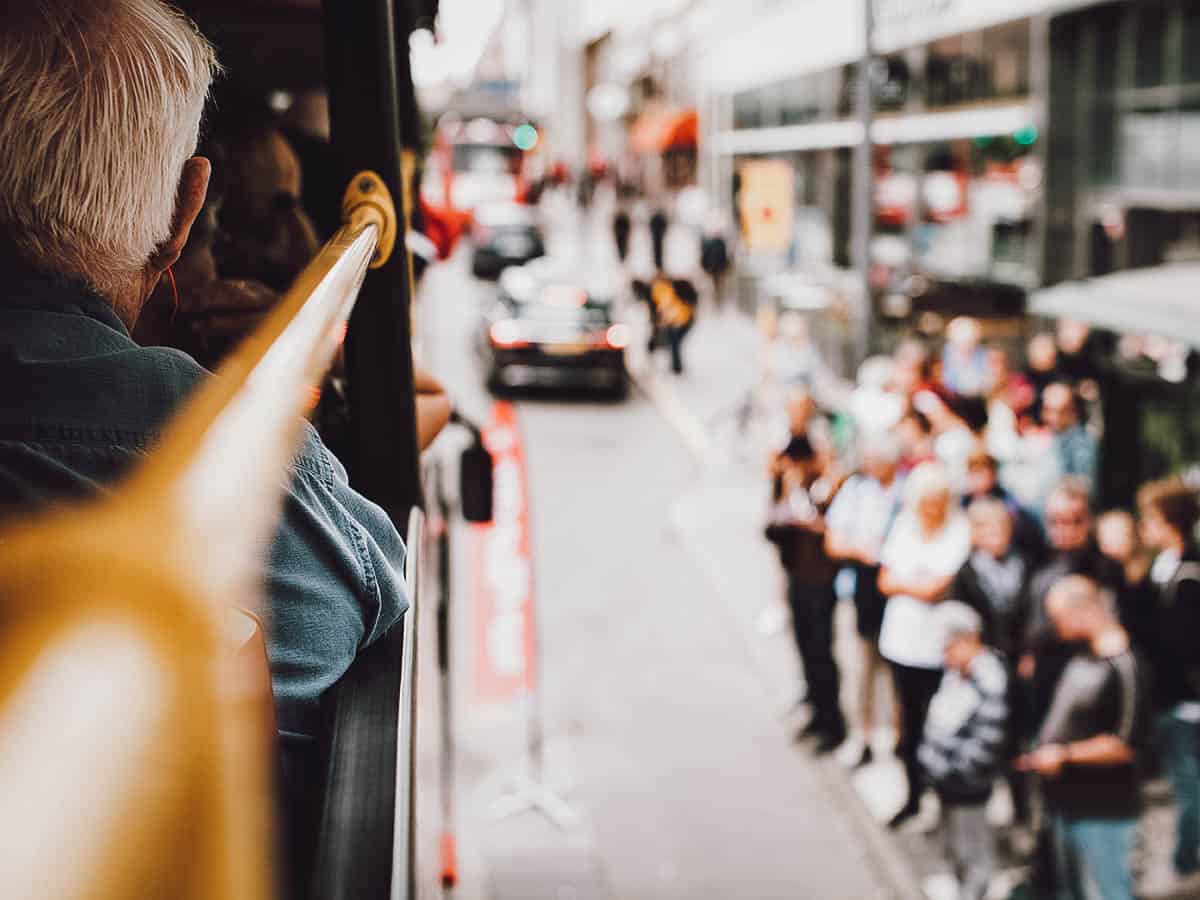 View from inside a hop on hop off bus in Budapest, Hungary