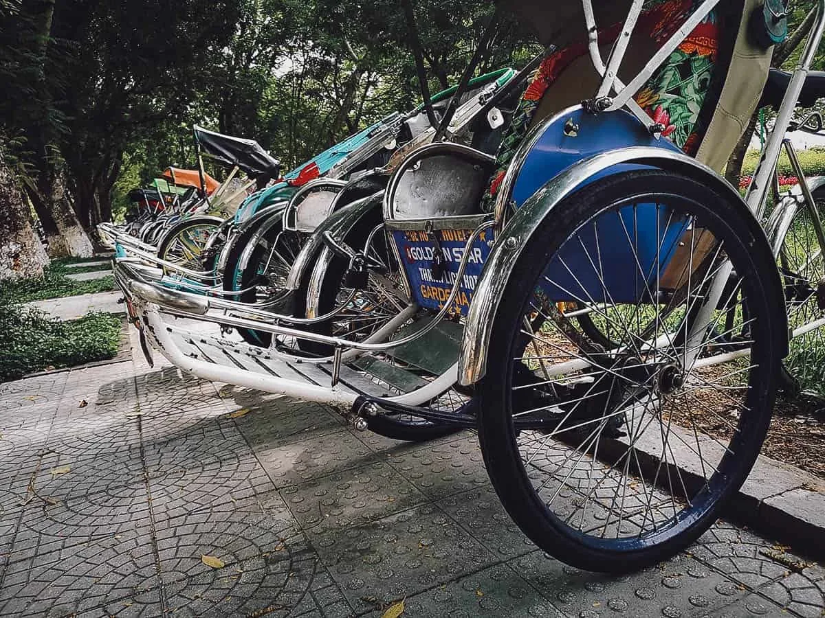Cyclos in Hue, Vietnam Parked cyclos