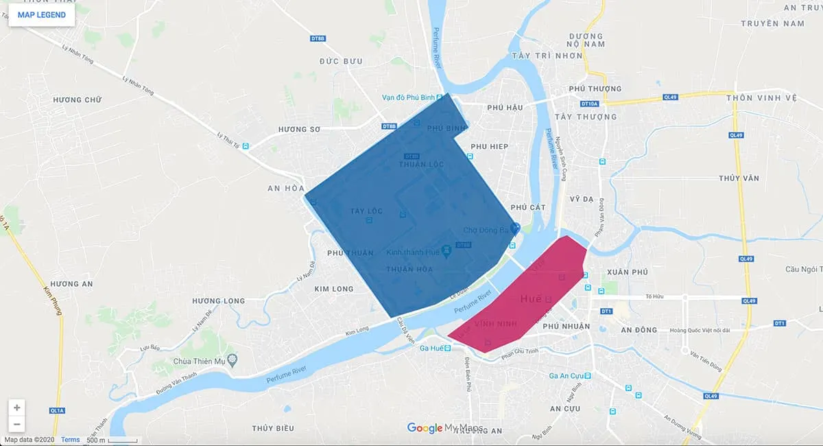 Where to Stay in Hue Hue area map
