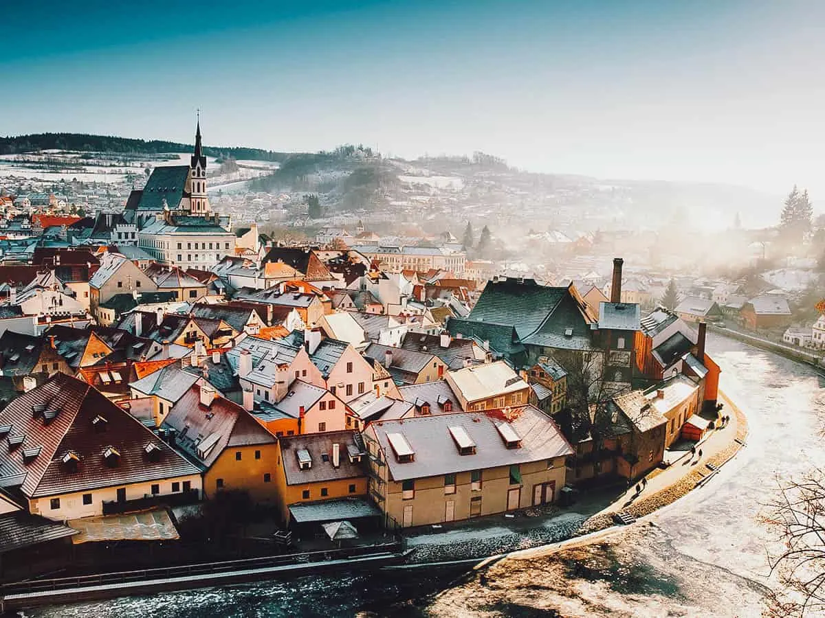 Prague Travel Guide View of Cesky Krumlov in winter