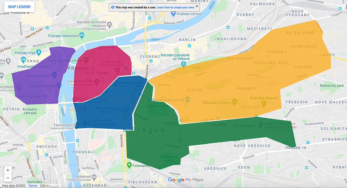 Prague area map