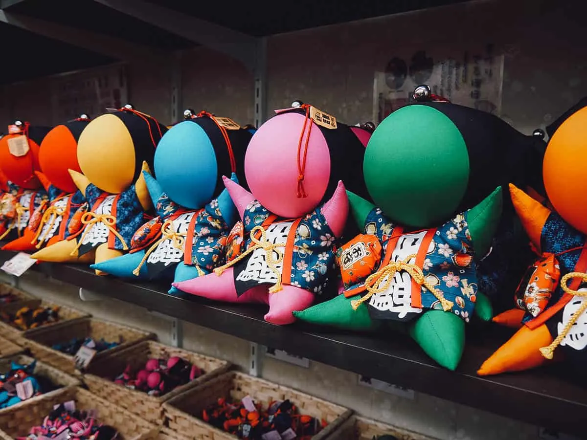Different-colored sarubobo dolls
