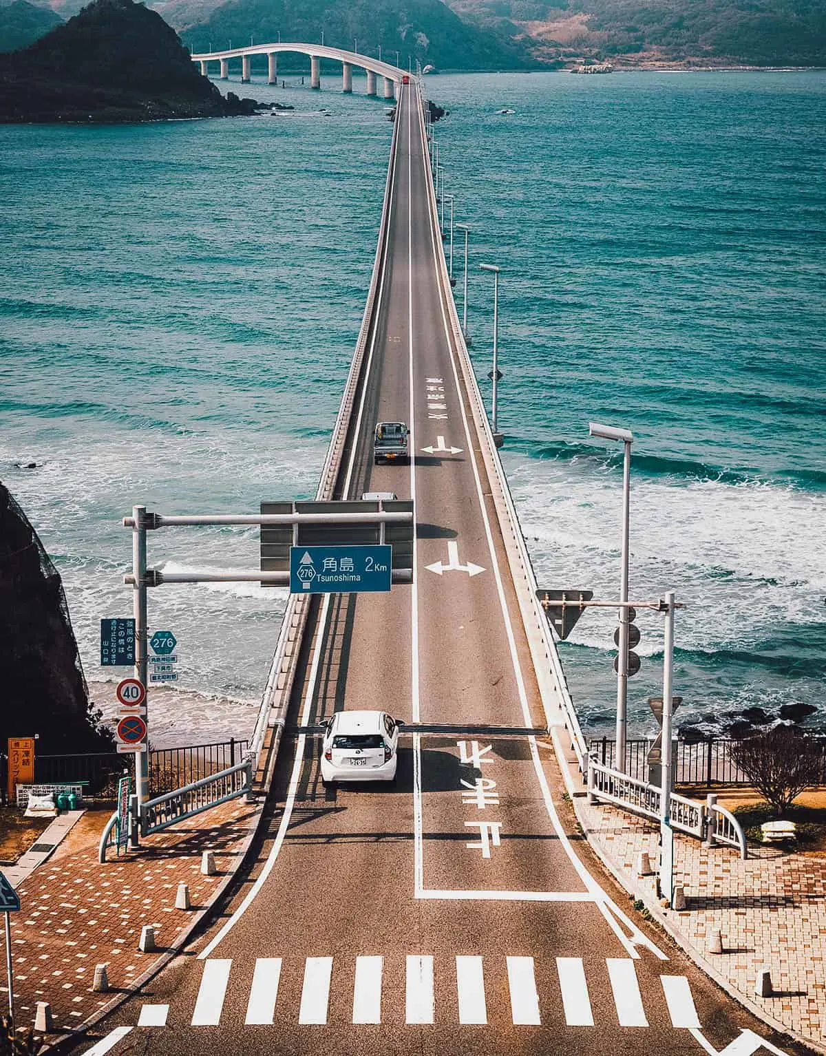 Tsunoshima Bridge, Yamaguchi, Japan Driving on Tsunoshima Bridge