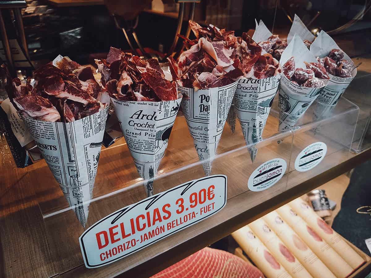 Cones with cured meats