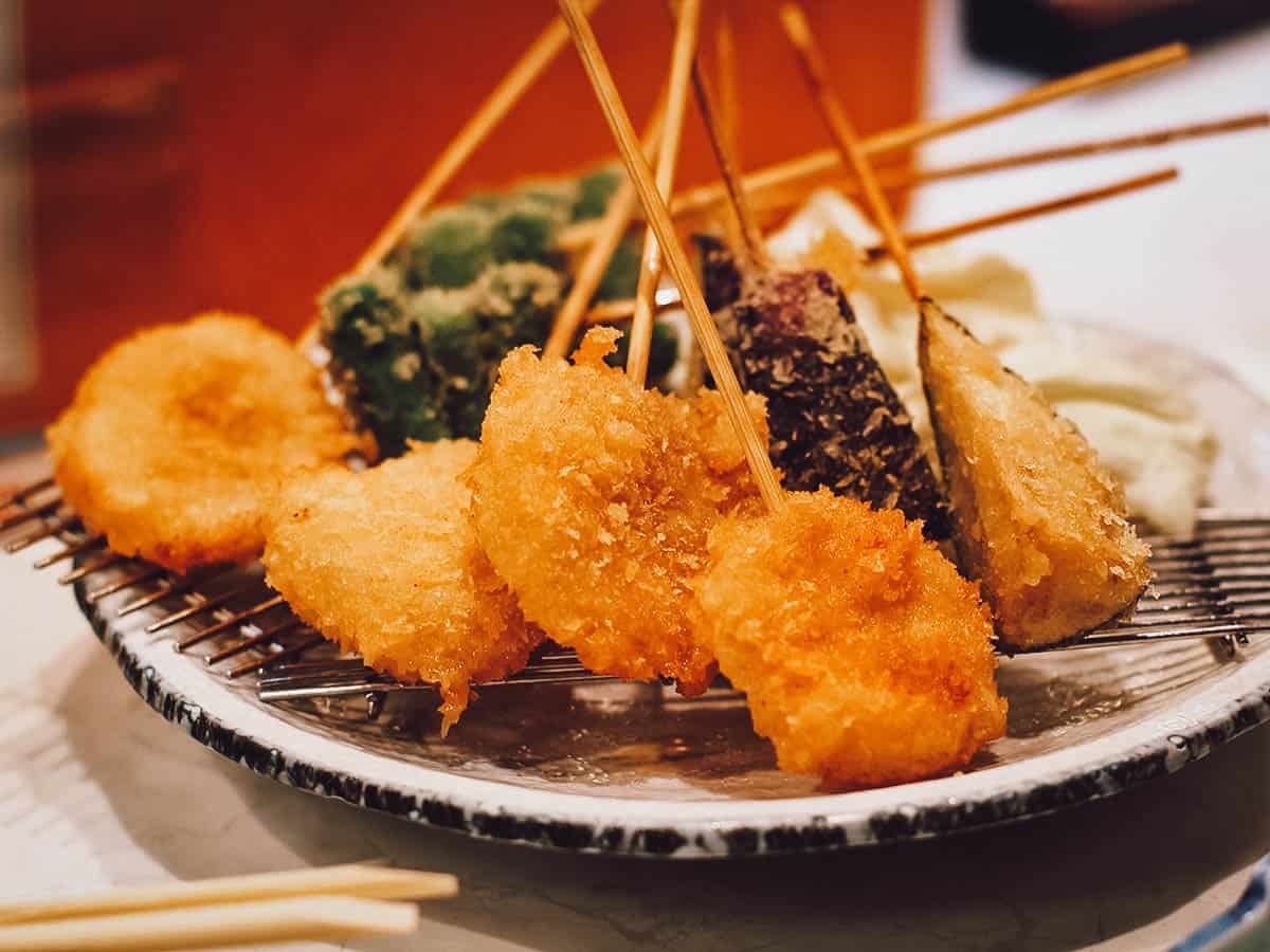 Kushiyaki at a restaurant in Kyoto