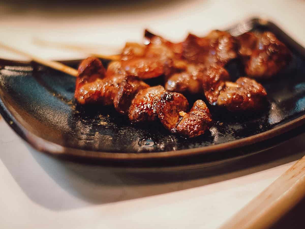 Kushiyaki at a restaurant in Kyoto