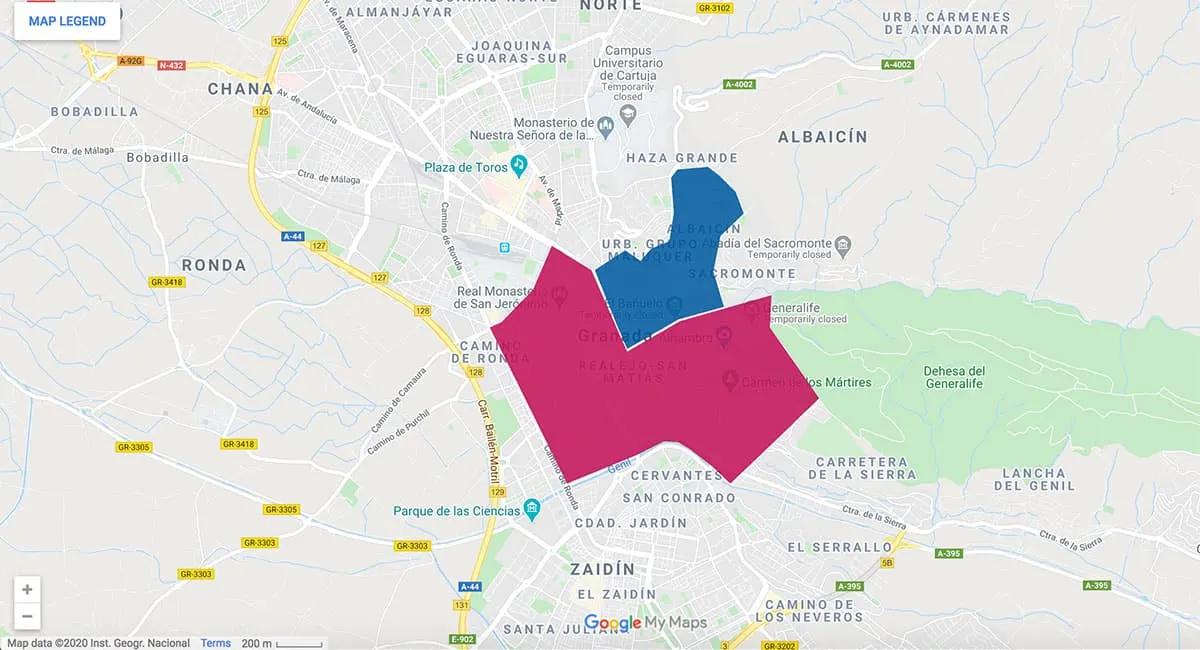 Granada area map