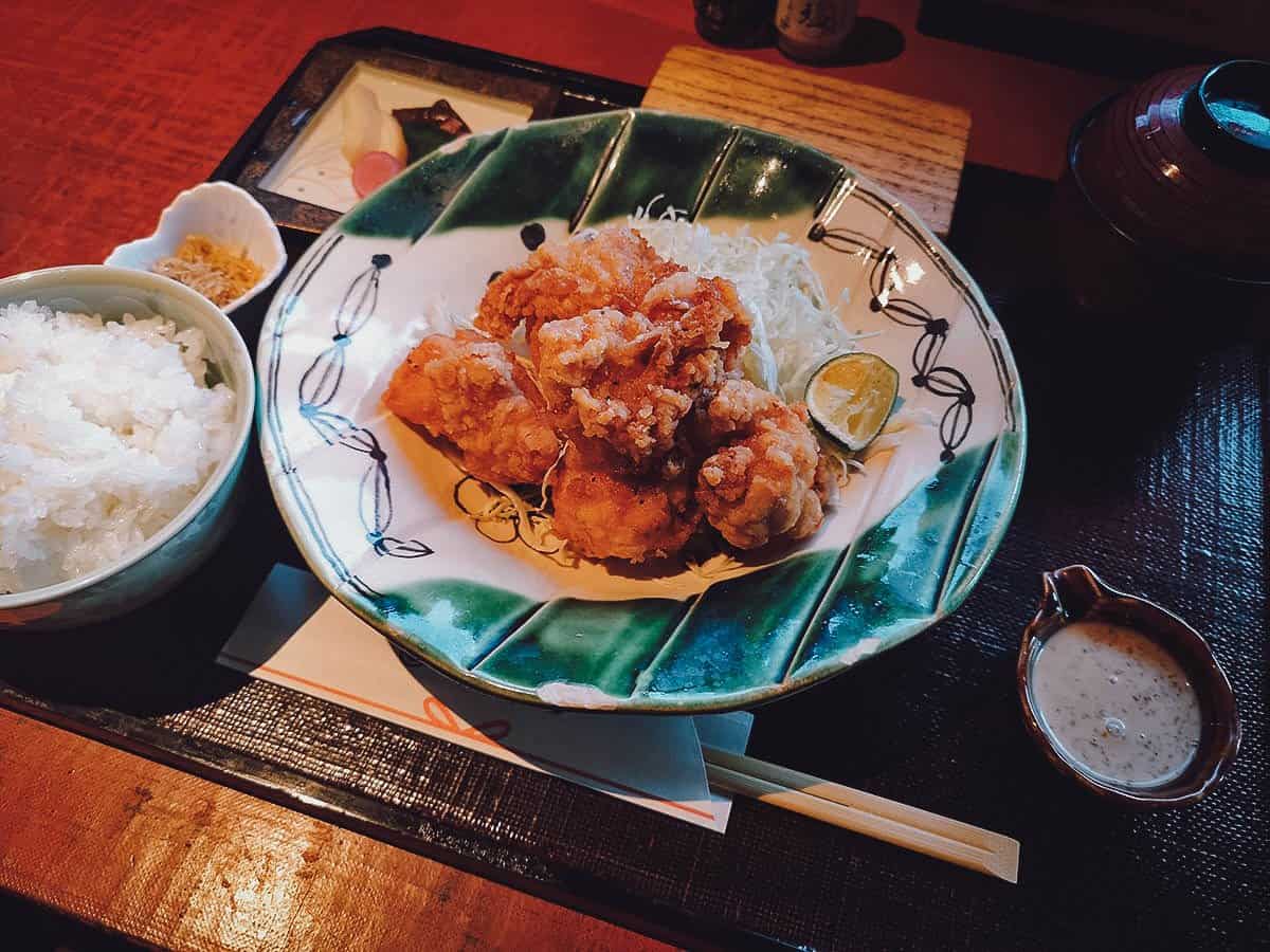 Japanese set meal at a restaurant in Kyoto