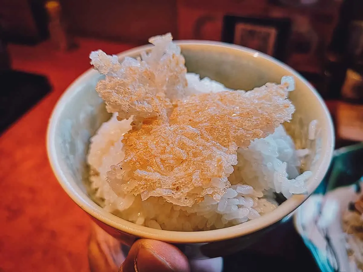 Bowl of toasted rice in Kyoto