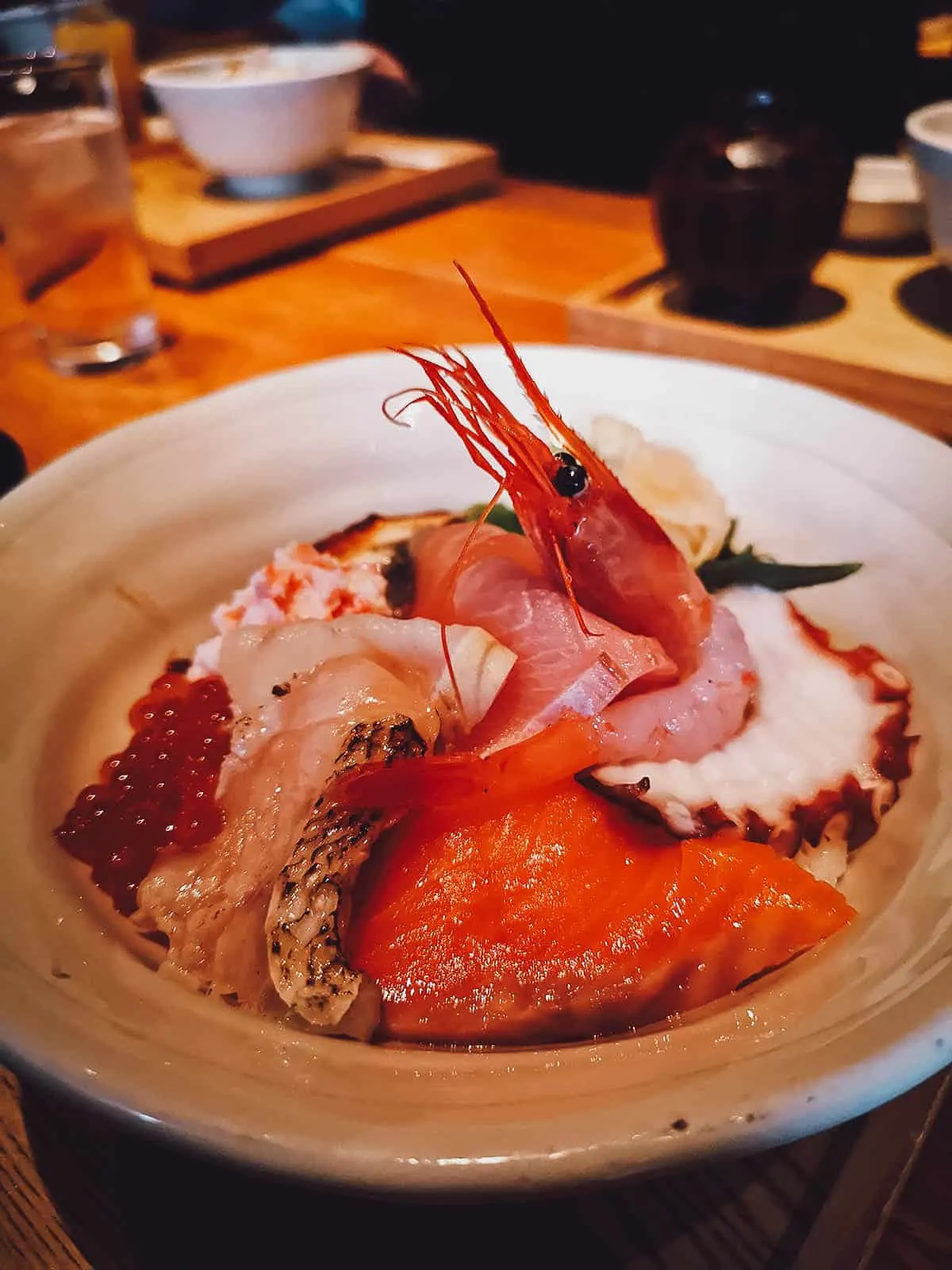 Kaisendon bowl at a restaurant in Kanazawa