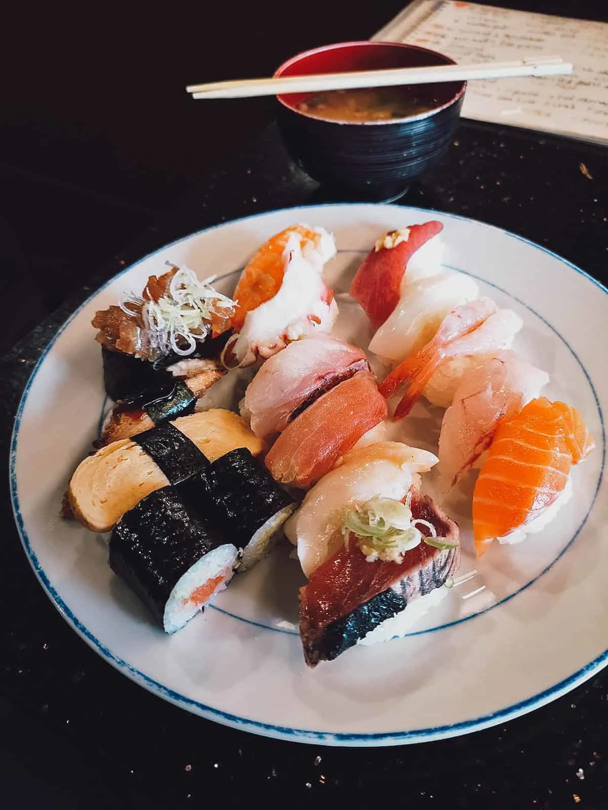 Sushi set at a restaurant in Kanazawa