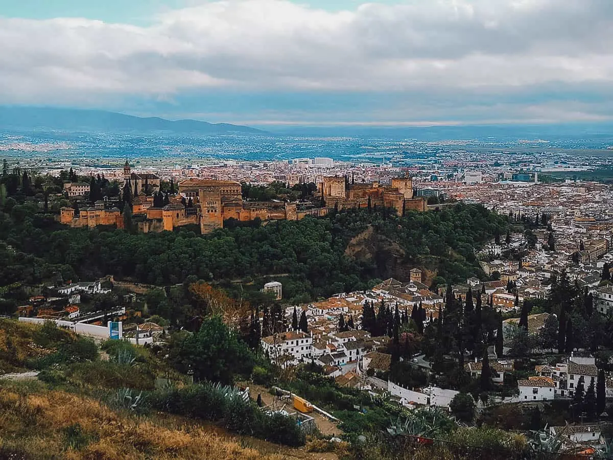 View from Mirador de San Miguel in Granada, Spain