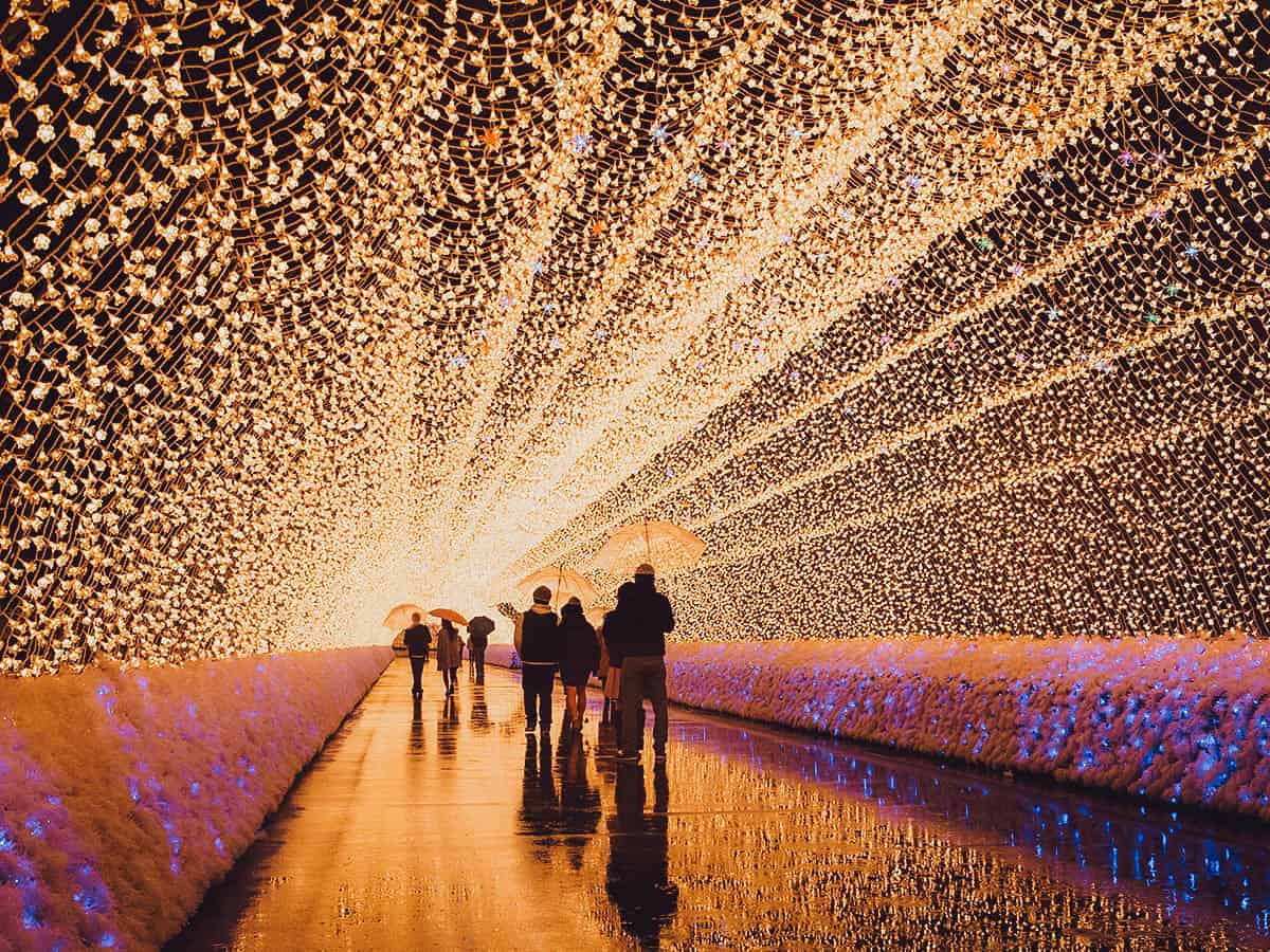 Tunnel of light at Nabana no Sato