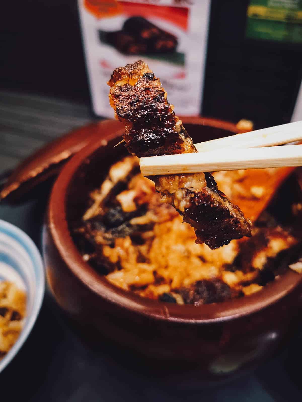 Close-up of barbecued eel