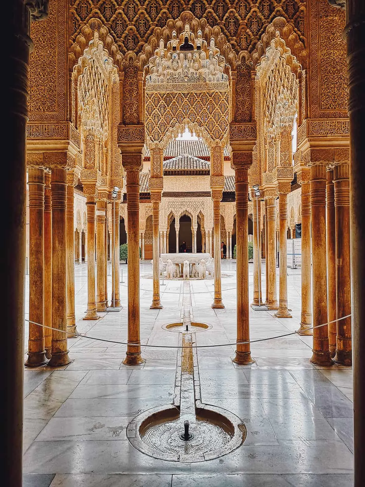Courtyard at Nasrid Palaces in Granada, Spain