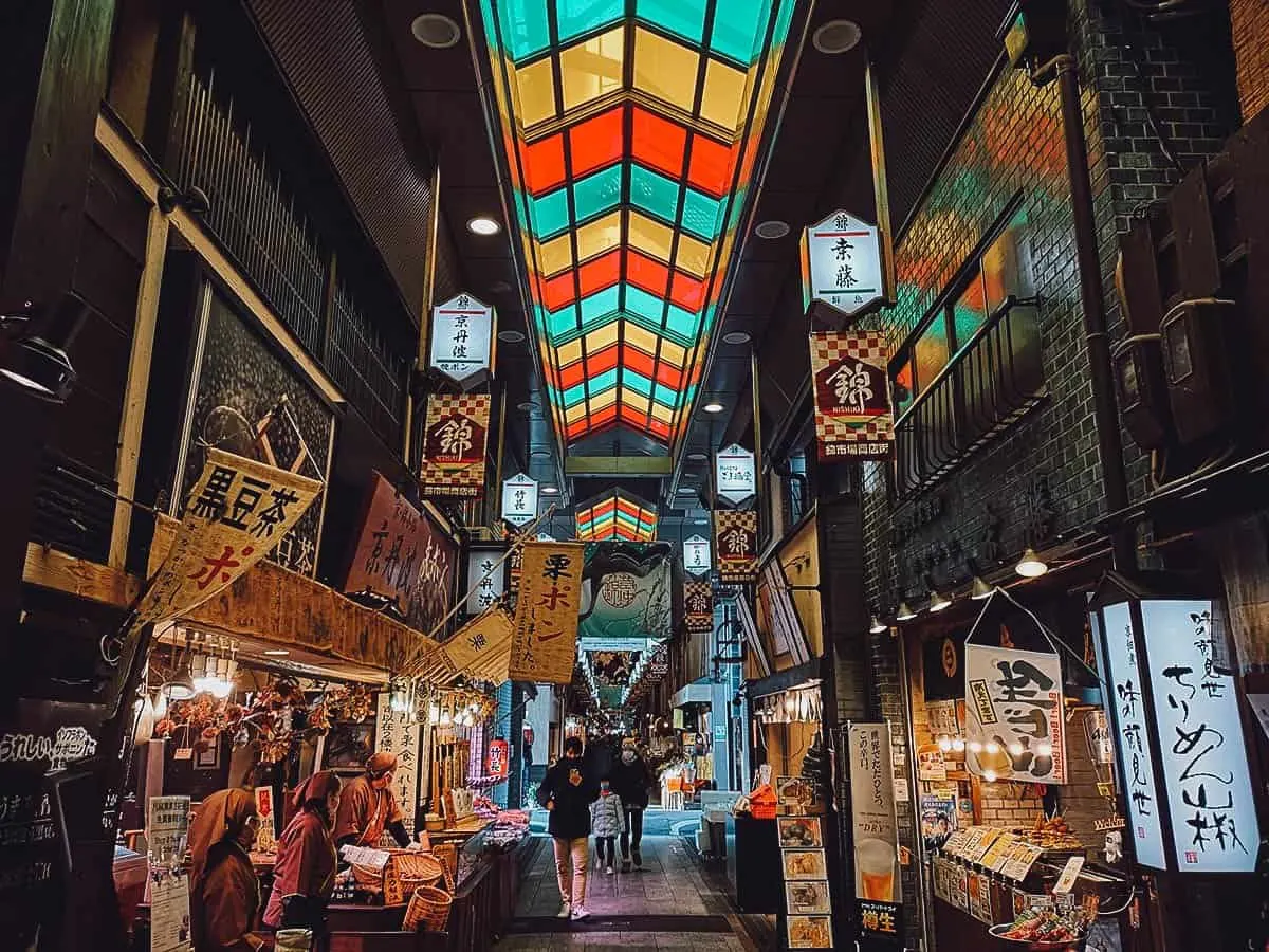 Inside Nishiki Market in Kyoto