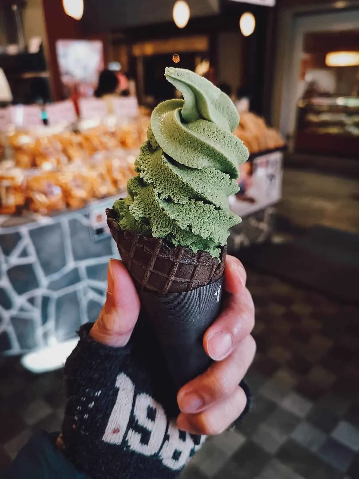 Japanese Street Food Matcha soft cream in Japan