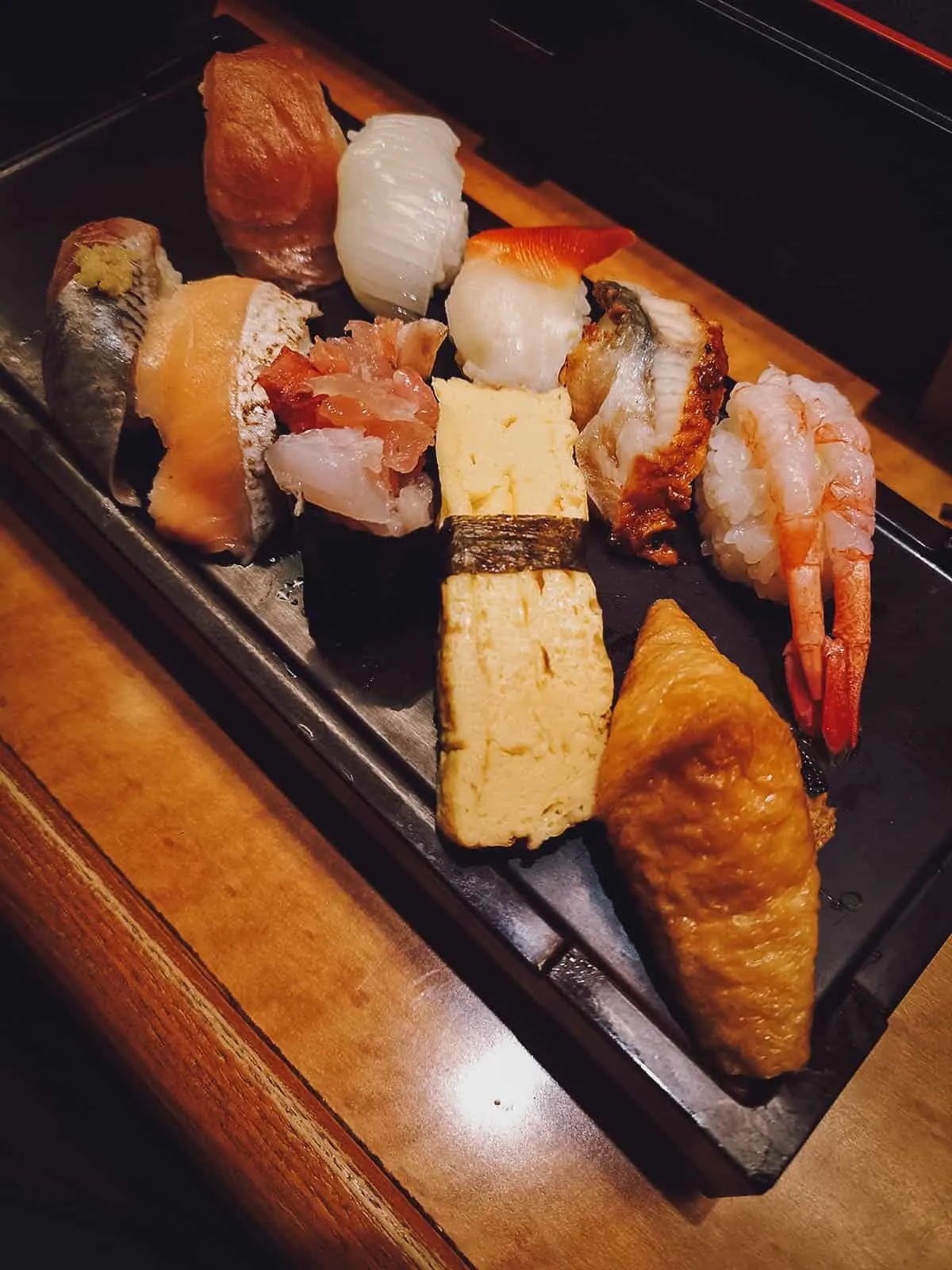 Sushi set at a restaurant in Kanazawa