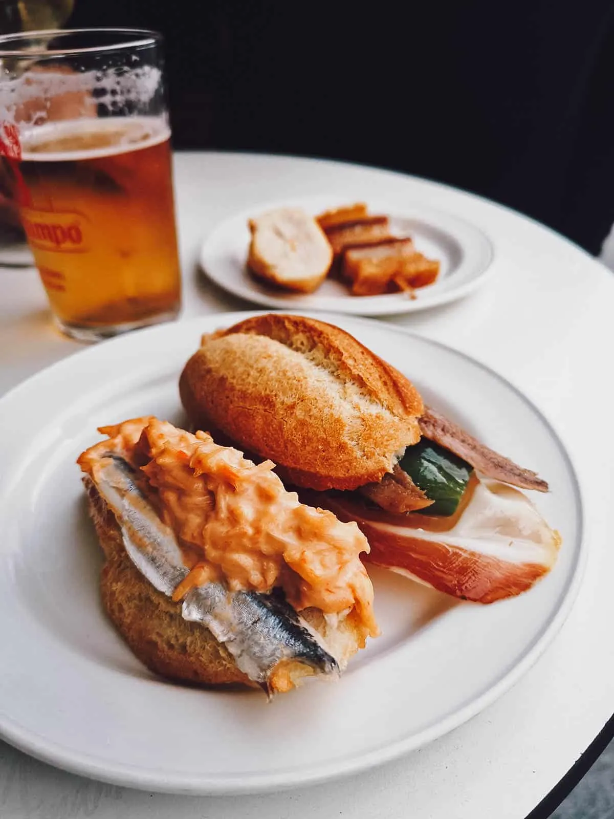 Pair of pintxos on a plate