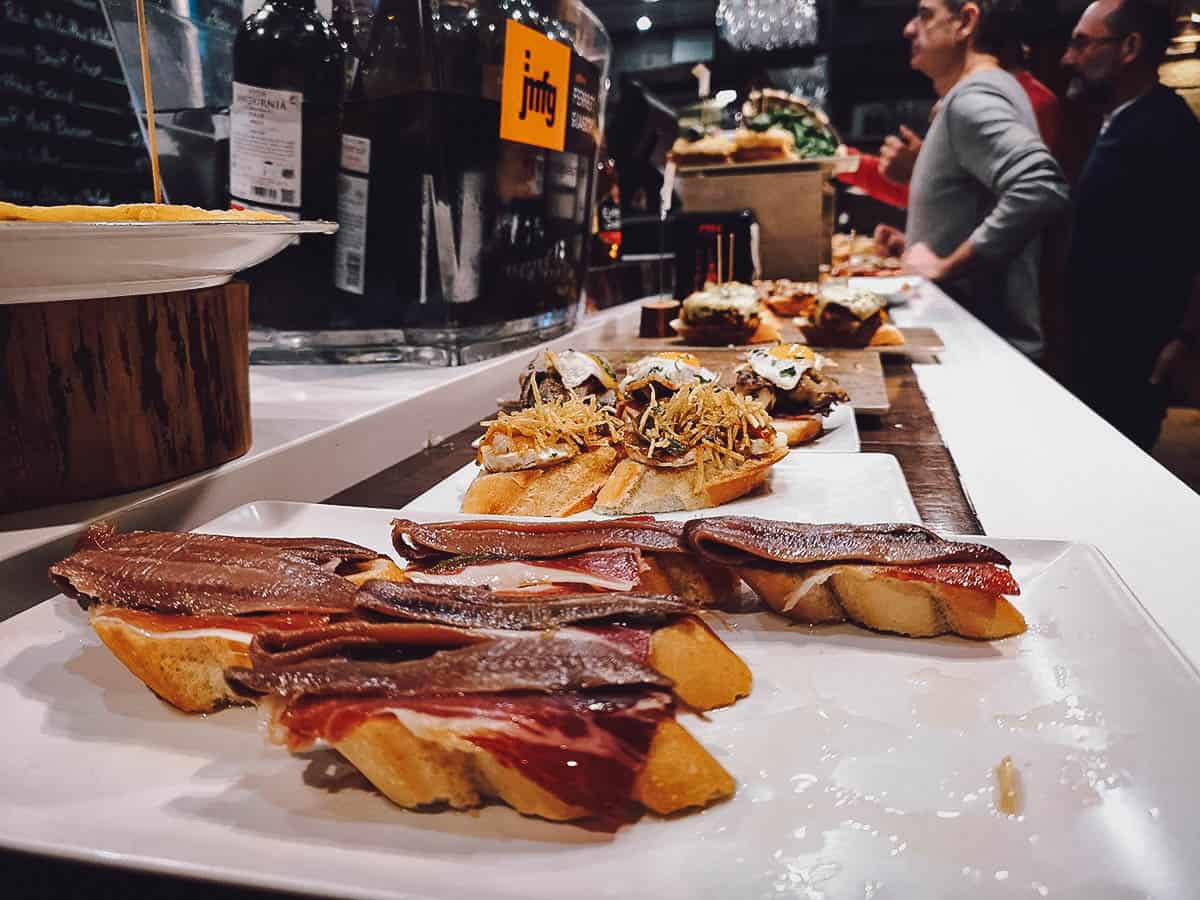 Bar counter full of pintxos