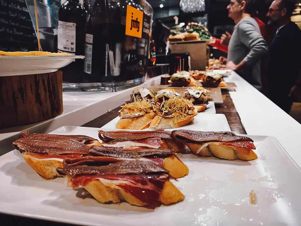 Bar counter full of pintxos