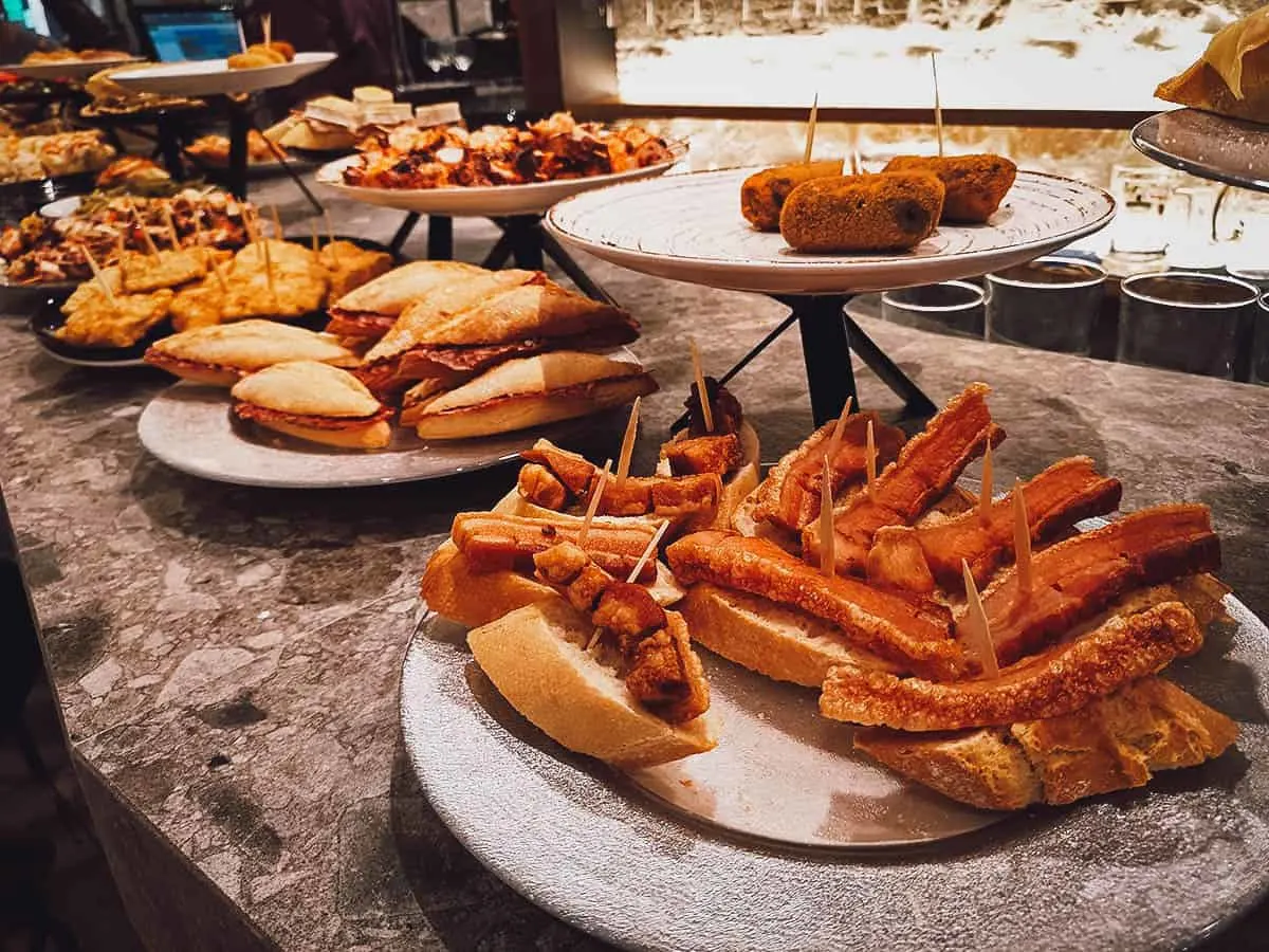 Bar counter full of pintxos