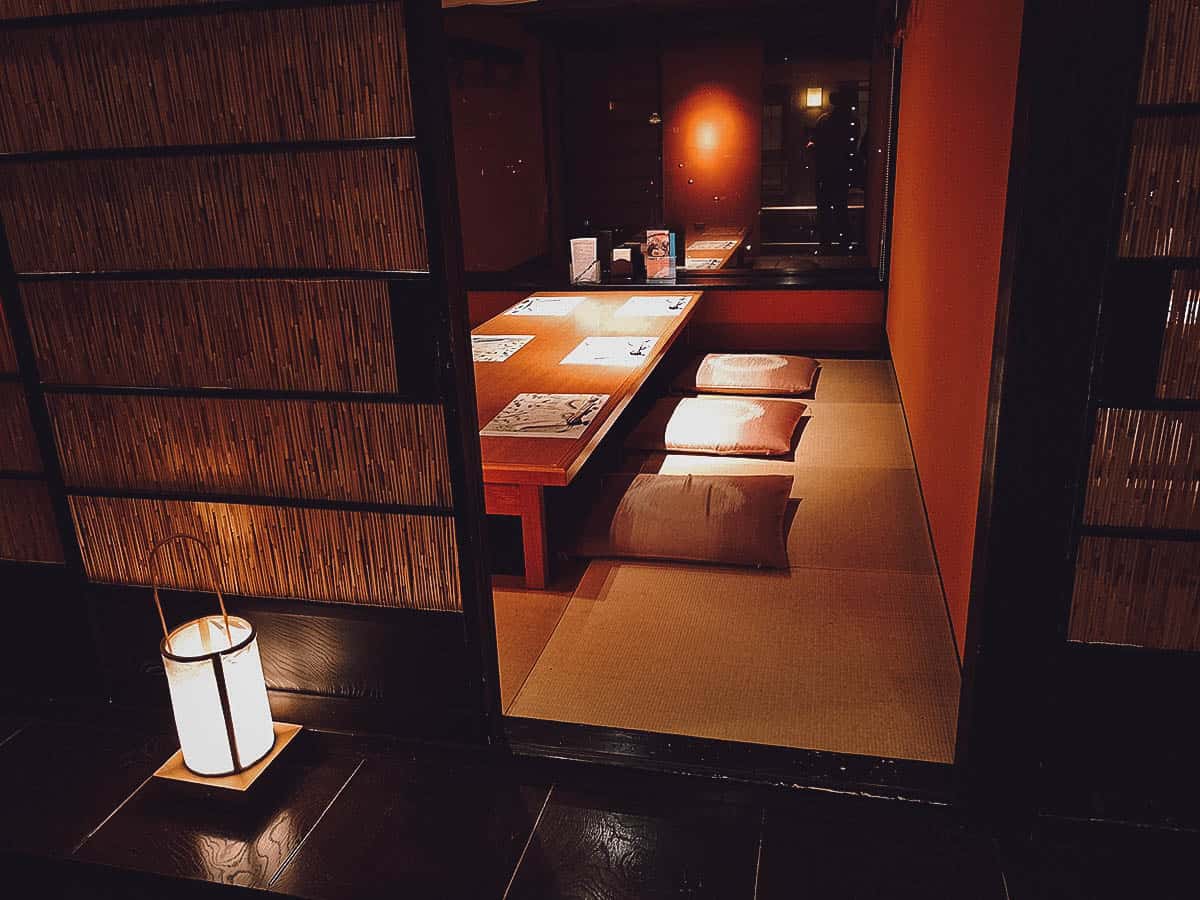 Dining room at Shogyotei restaurant in Kanazawa