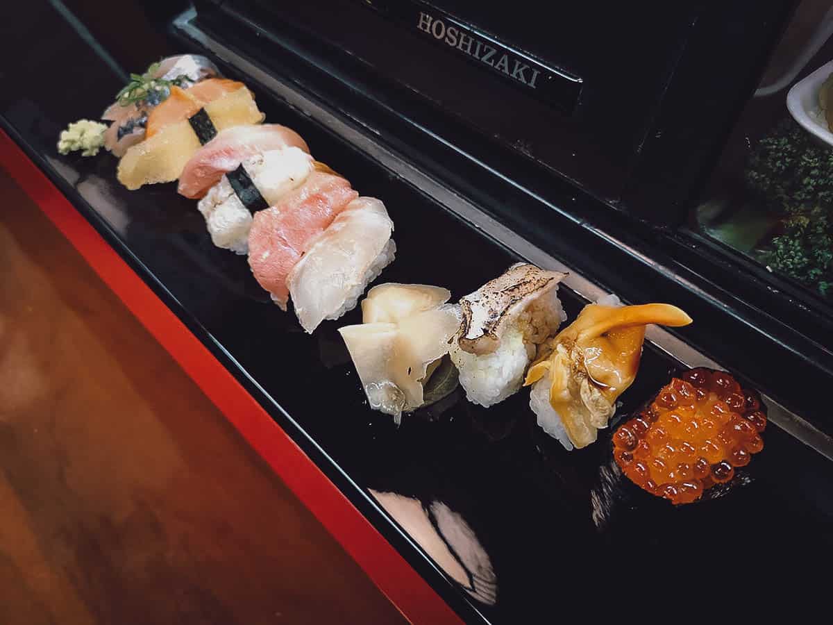 Sushi set at a restaurant in Kanazawa