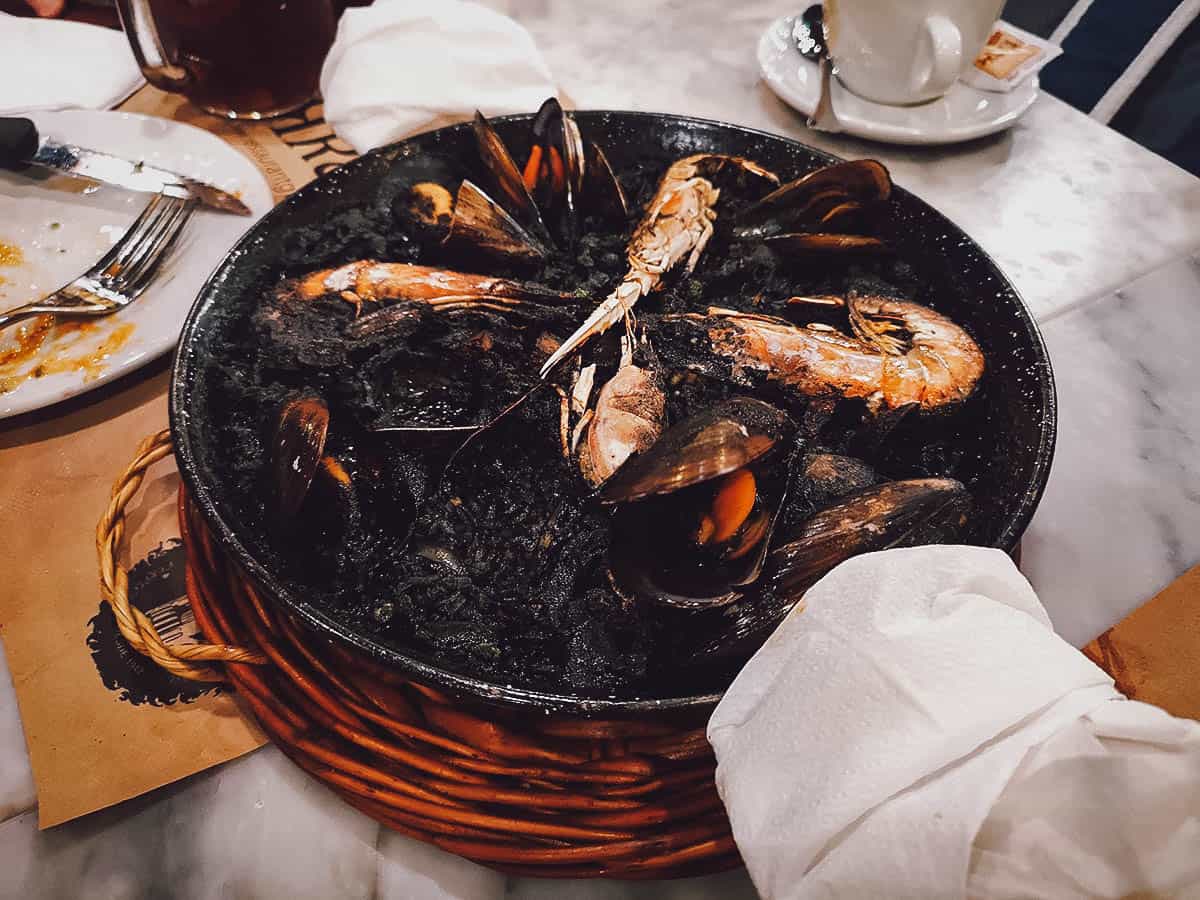 Arroz negro at a restaurant in Barcelona