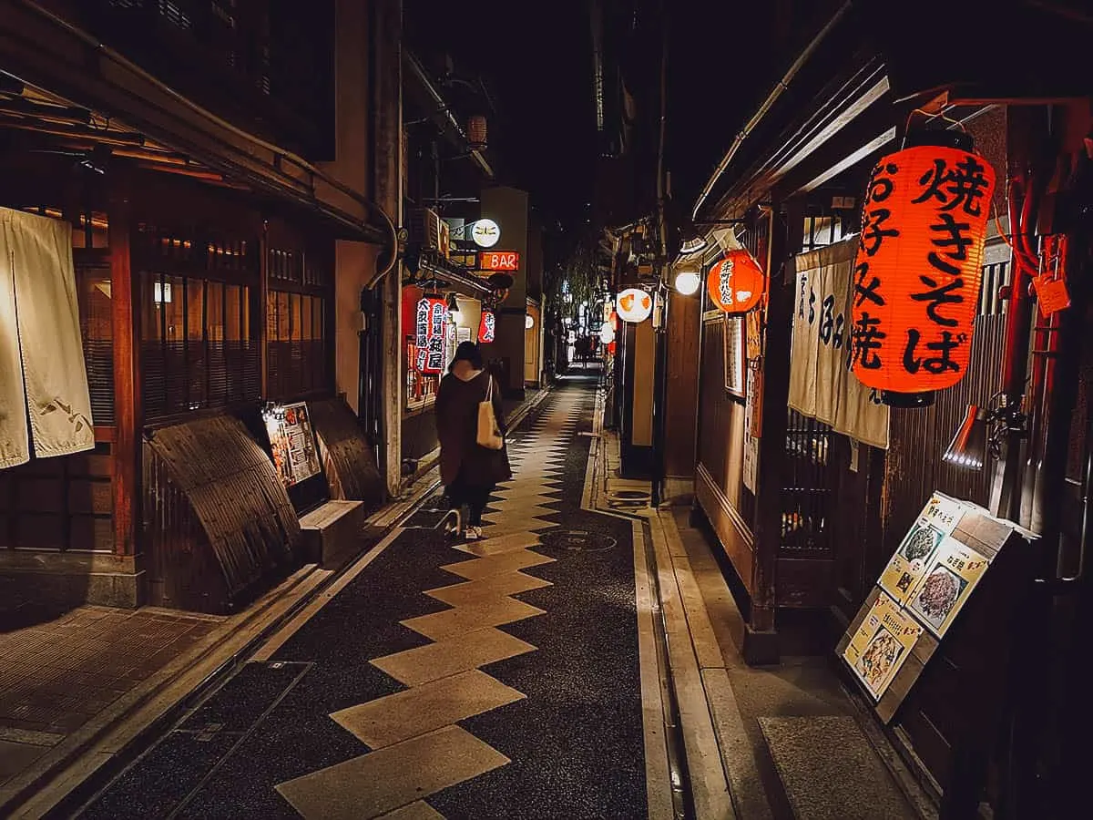 Kyoto's Pontocho Alley at night