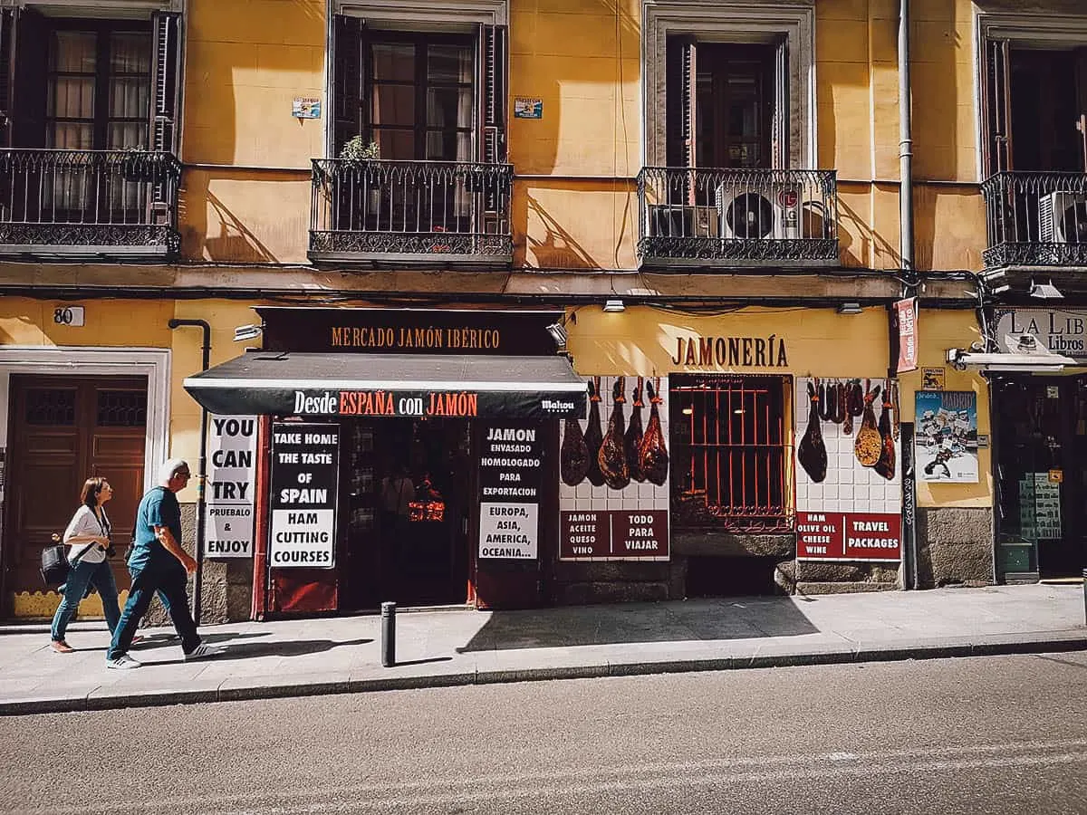 Madrid Food Guide: 14 Must-Try Restaurants, Bars, and Markets Mercado Jamon Iberico exterior